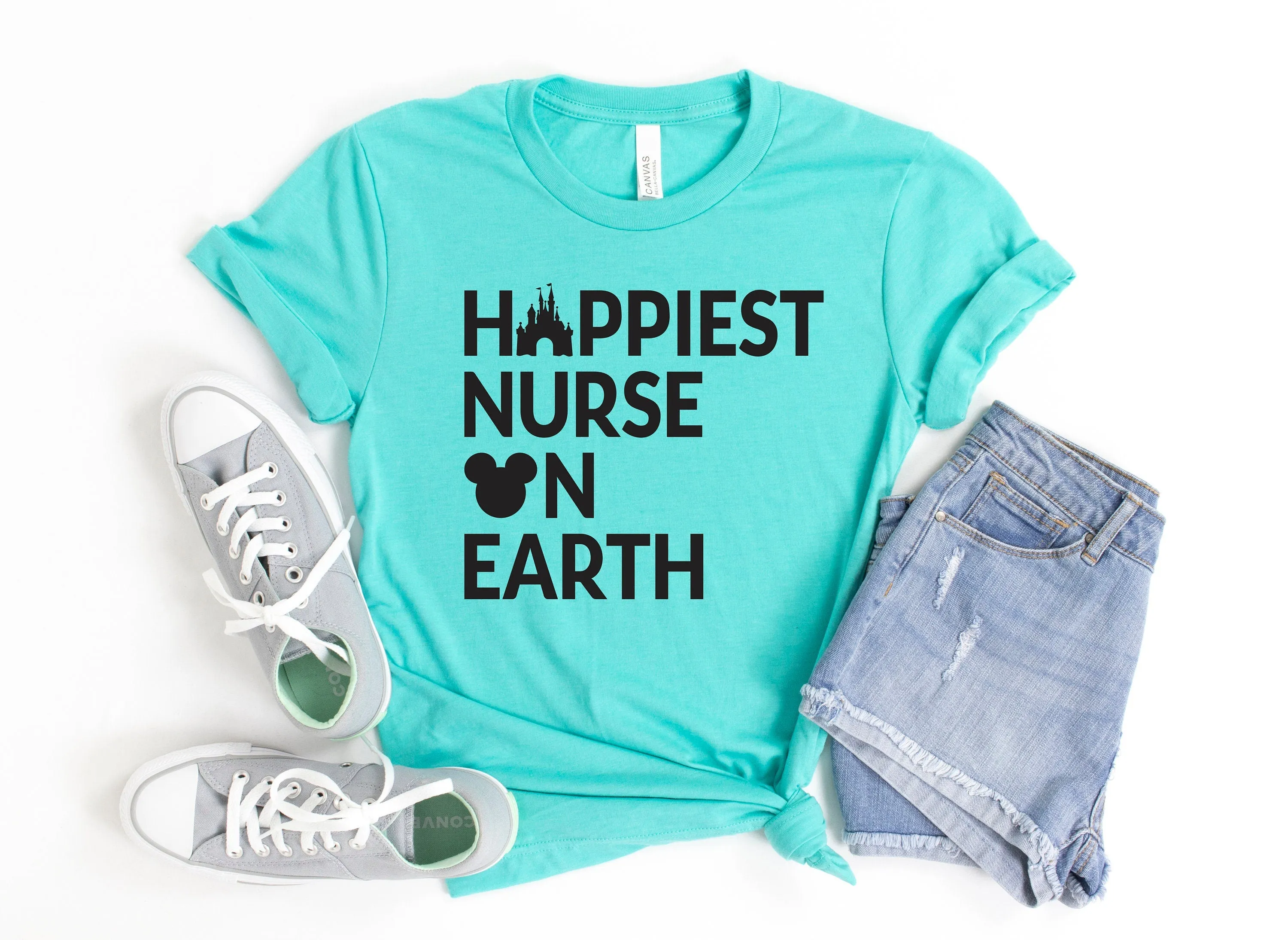 Happiest Nurse on Earth Disney T Shirt- Health Care Worker Gift - Mickey Mouse Castle