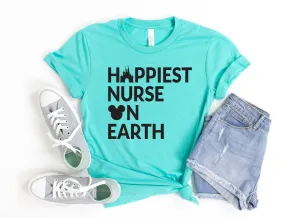Happiest Nurse on Earth Disney T Shirt- Health Care Worker Gift - Mickey Mouse Castle