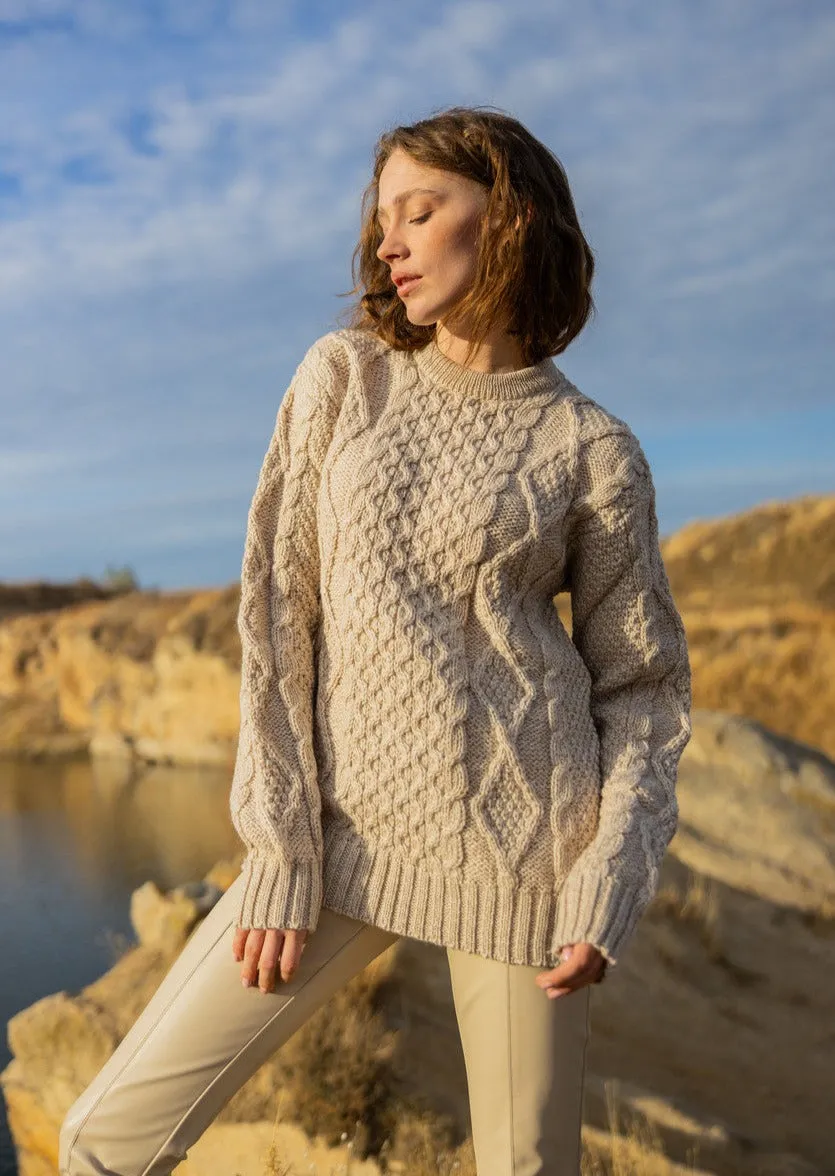 Heavy Weight Aran Fisherman Sweater | Oatmeal