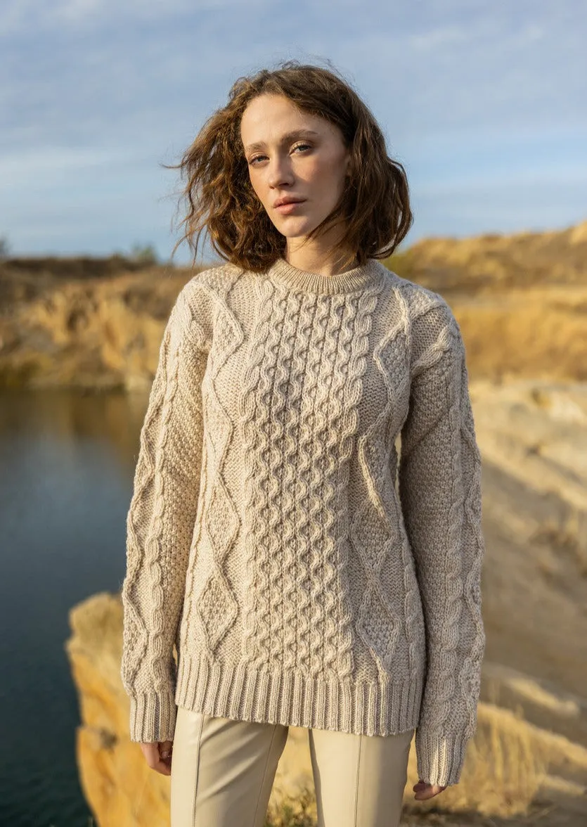 Heavy Weight Aran Fisherman Sweater | Oatmeal
