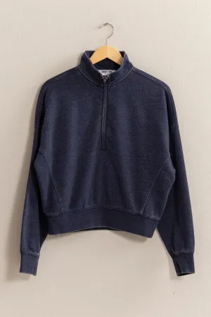 Hyfve Double Zero Half-Zip Sweatshirt In Dark Knight