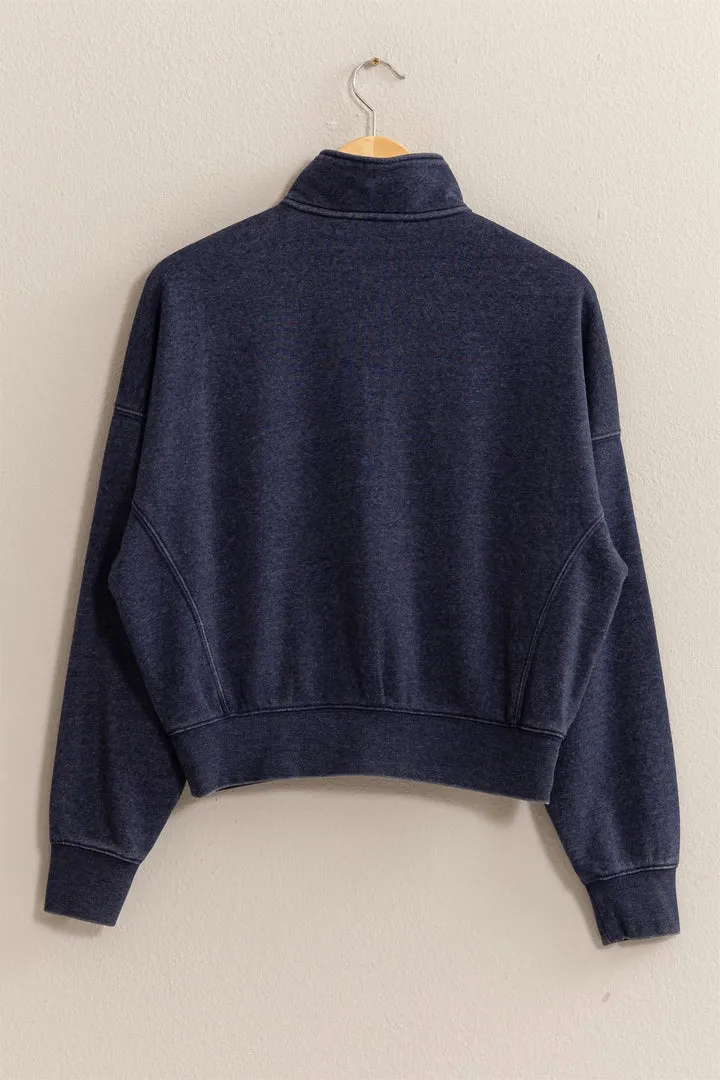 Hyfve Double Zero Half-Zip Sweatshirt In Dark Knight