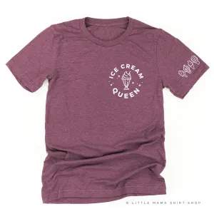 Ice Cream Queen - (Pocket Size) - Ice Cream Sleeve Detail  - Unisex Tee