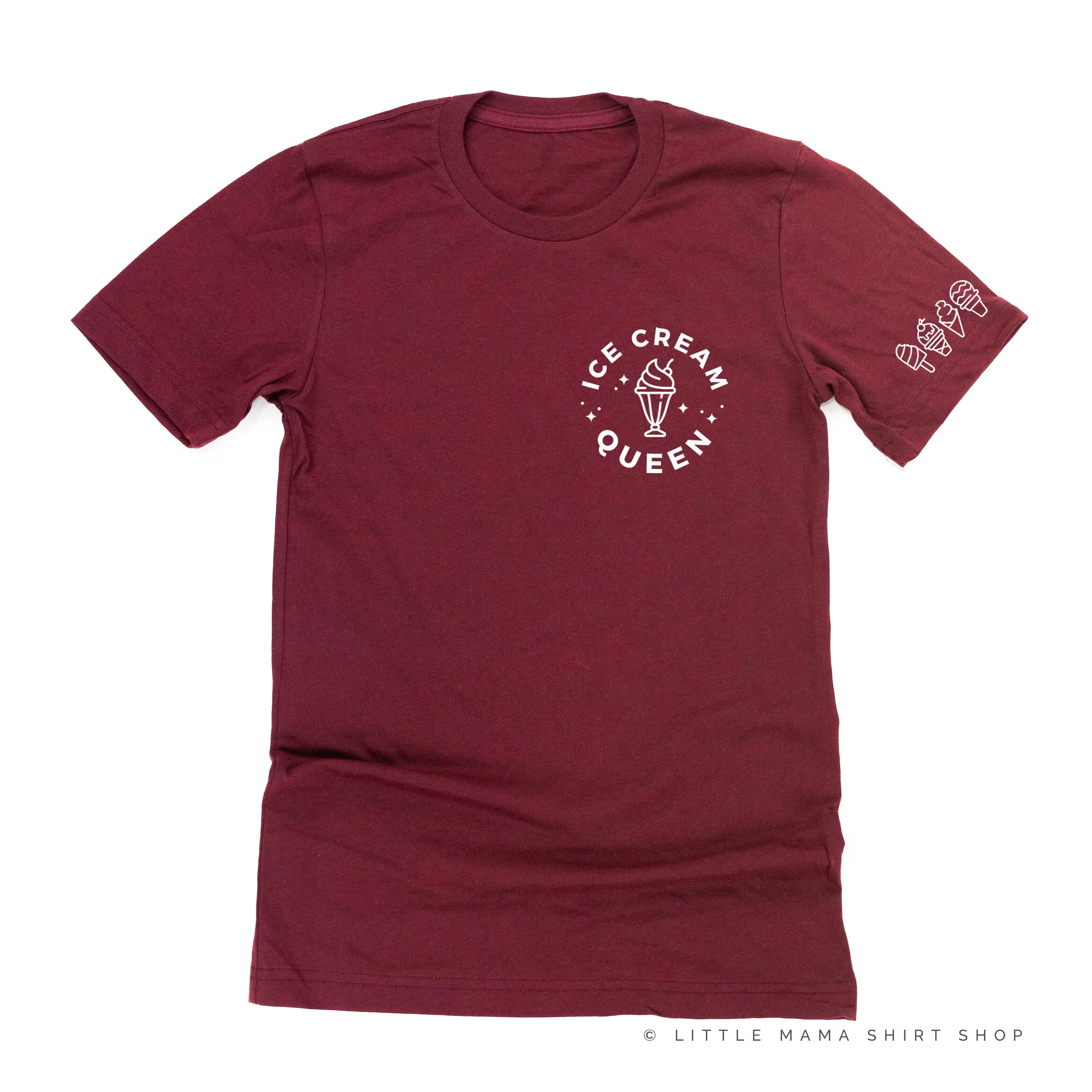 Ice Cream Queen - (Pocket Size) - Ice Cream Sleeve Detail  - Unisex Tee