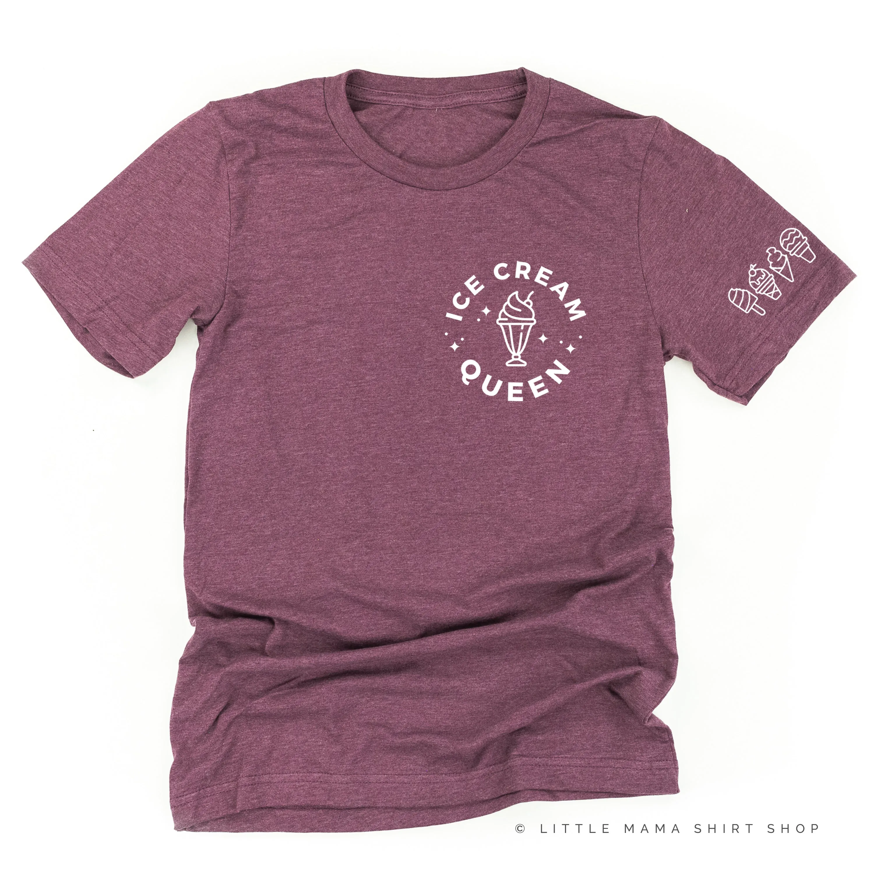 Ice Cream Queen - (Pocket Size) - Ice Cream Sleeve Detail  - Unisex Tee