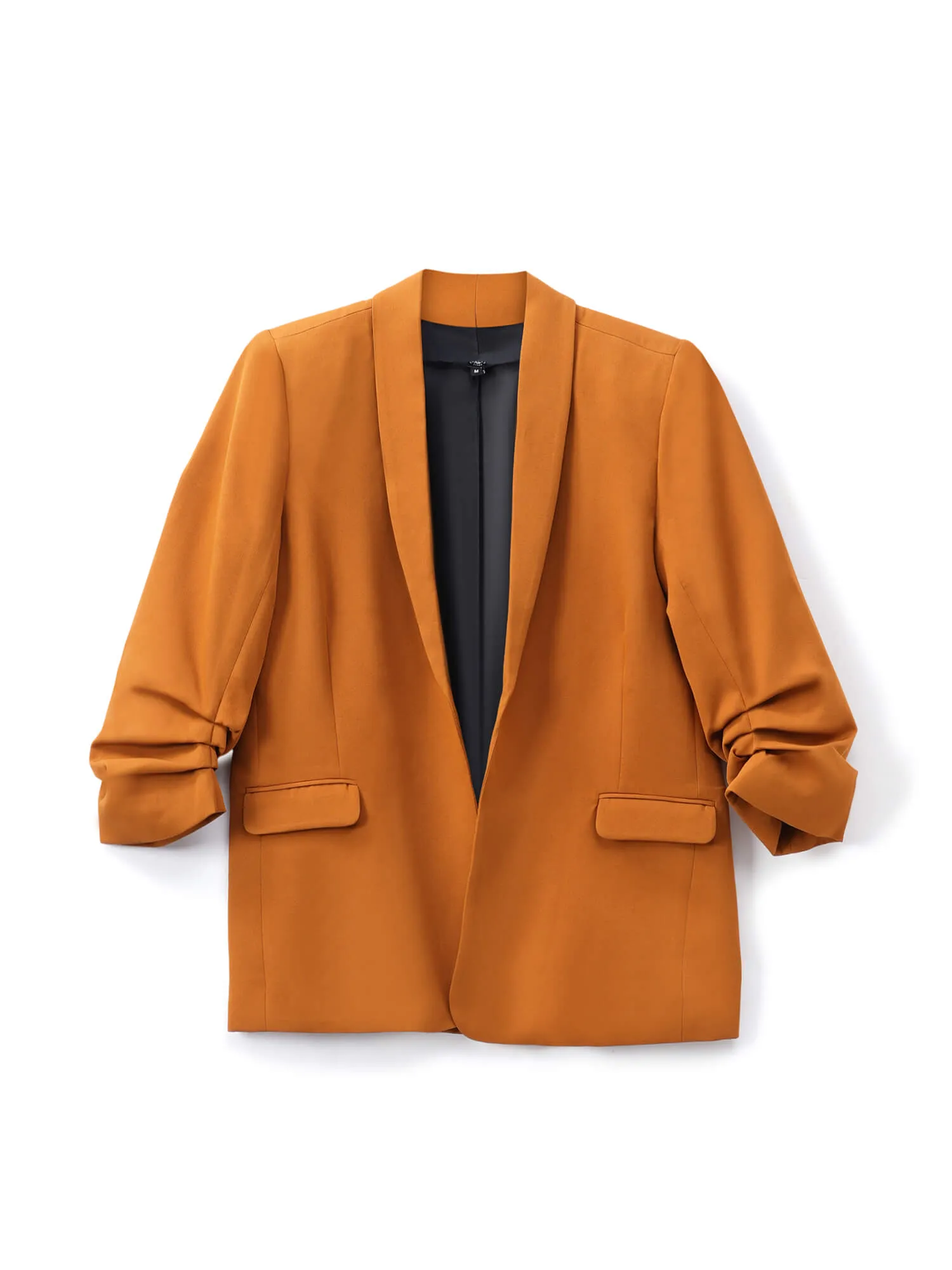 Iconic Ruched sleeve blazer - Tan Brown