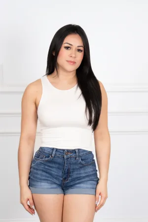 Isamar - White Sleeveless Cropped Blouse