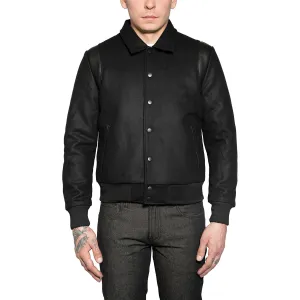 JET VARSITY JACKET W/ RED LINING - BLACK