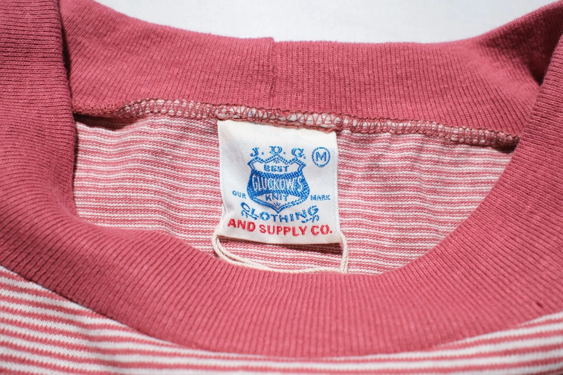 John Gluckow X Warehouse Co. 6oz "Seaside" Loopwheeled Tee (Fade Red X Off white)