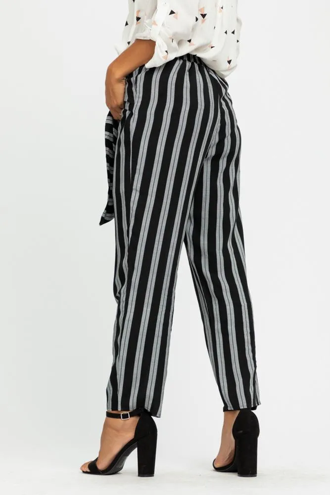 Lilou Knotted Stripe Pants in Black-FINAL SALE