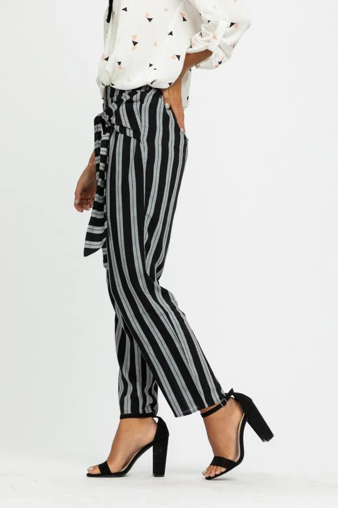 Lilou Knotted Stripe Pants in Black-FINAL SALE