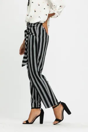Lilou Knotted Stripe Pants in Black-FINAL SALE