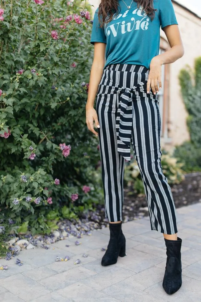 Lilou Knotted Stripe Pants in Black-FINAL SALE