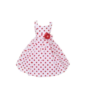 Little Girls Red Polka Dots Easter Flower Girl Dress 2-6