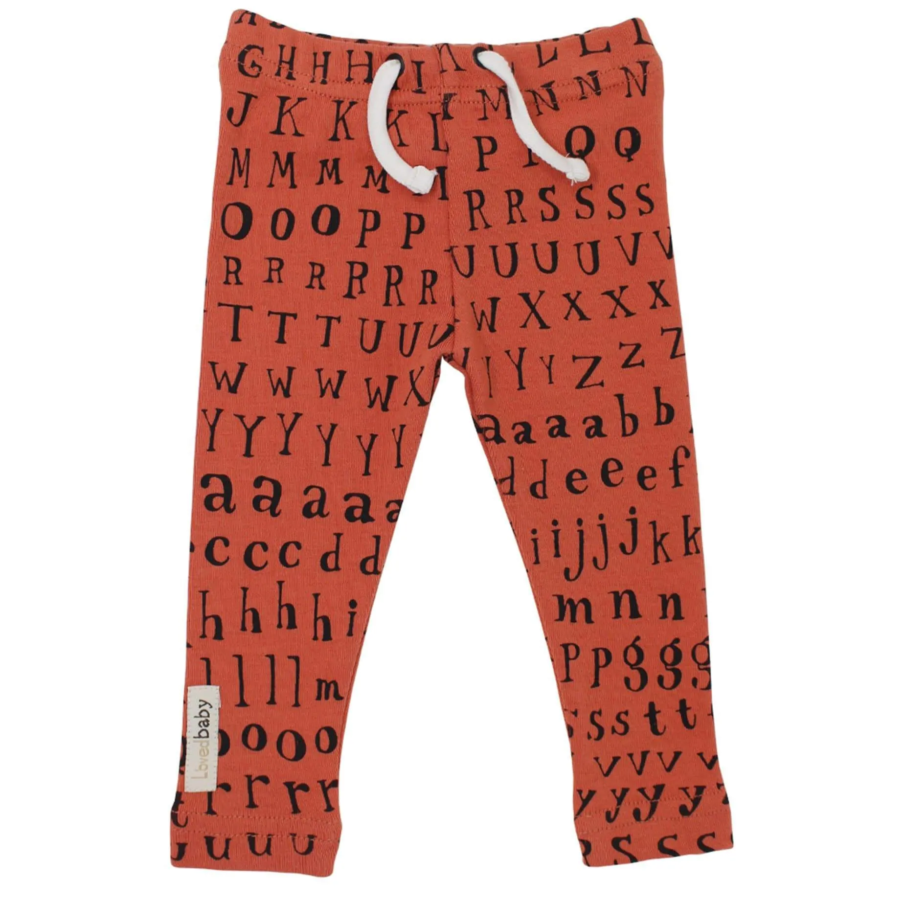 L'ovedbaby Organic Maple Letters Drawstring Baby Leggings
