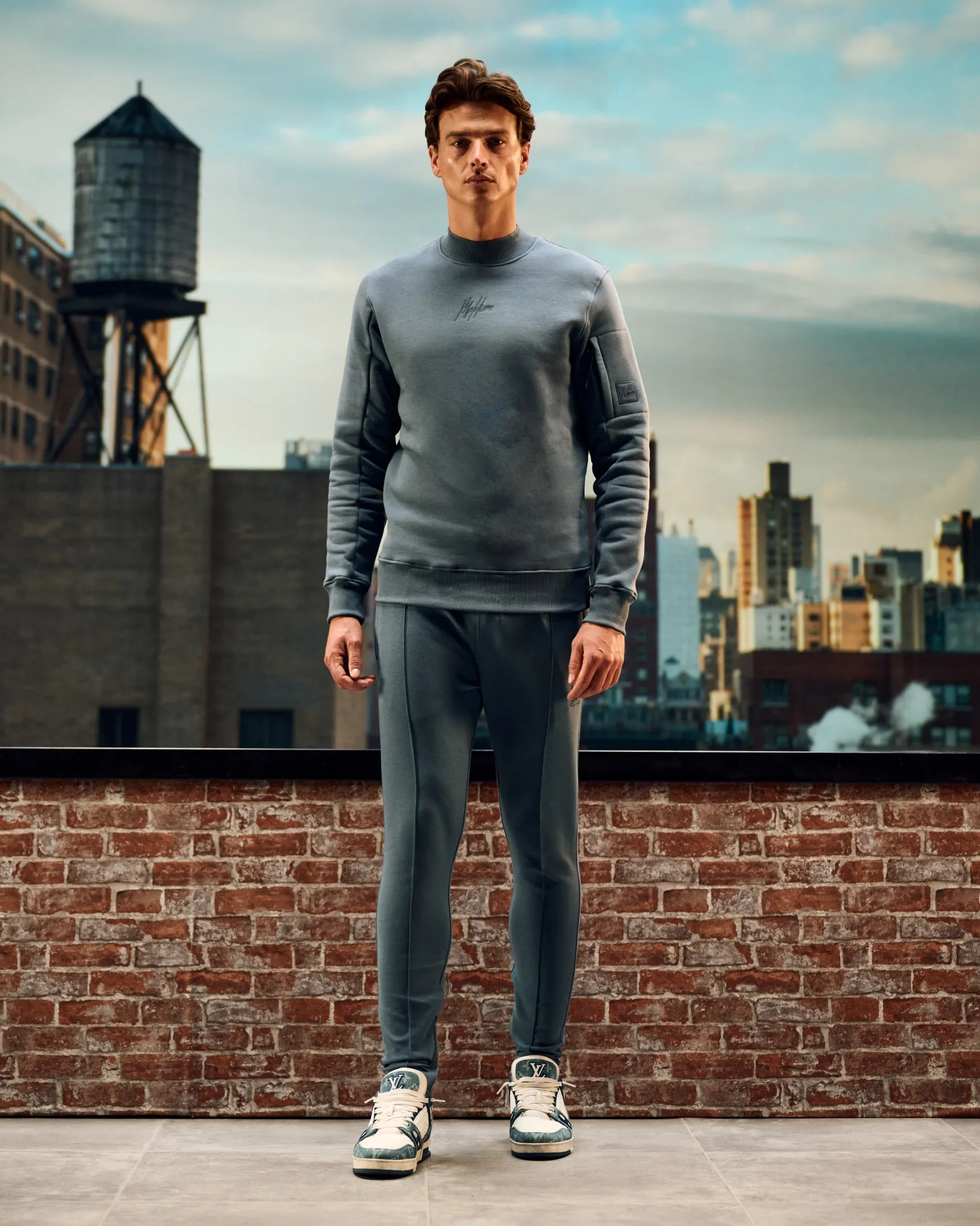 Malelions Men Pintuck Patch Pants | Blue Slate