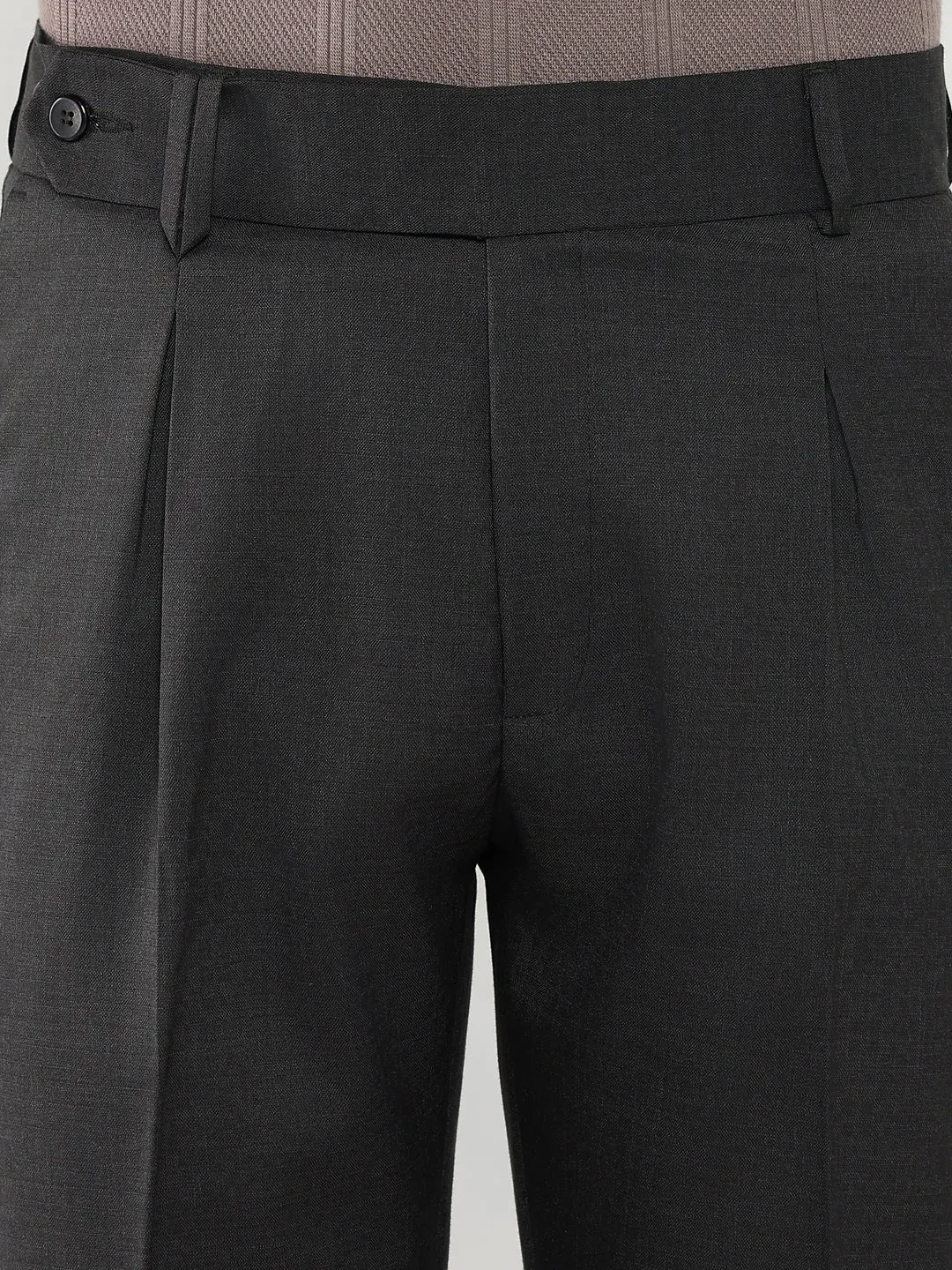 Men Black Solid Comfort Loose Fit Formal Trousers
