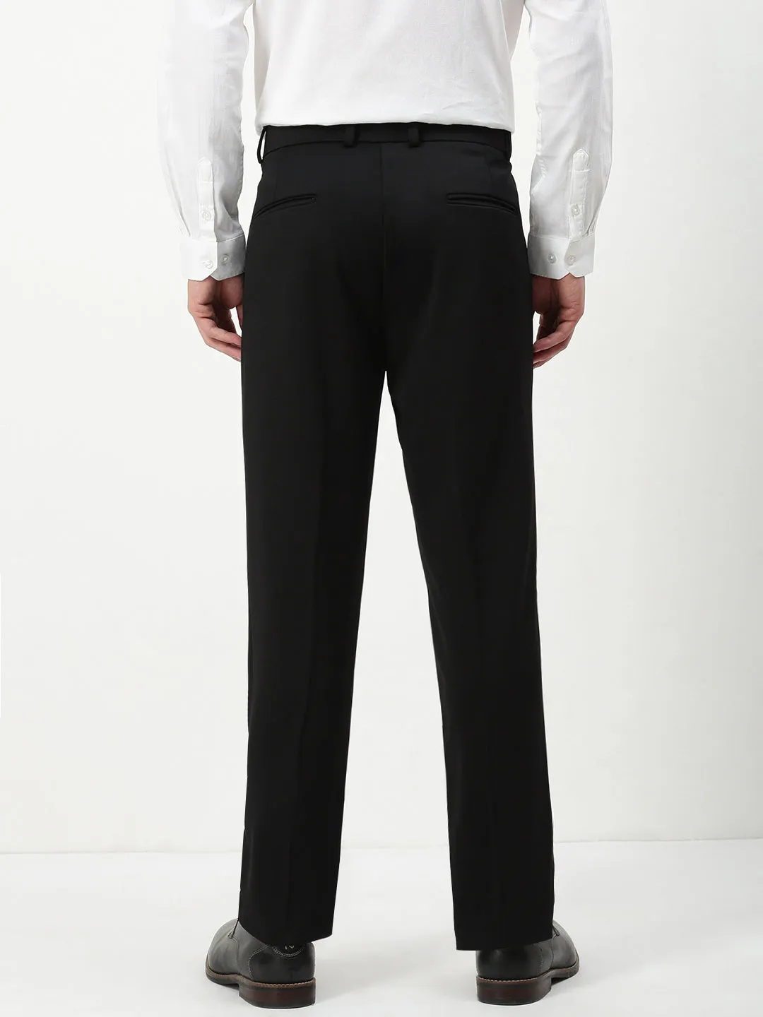 Men Black Solid Formal Trousers