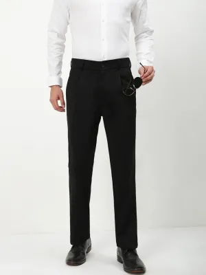 Men Black Solid Formal Trousers