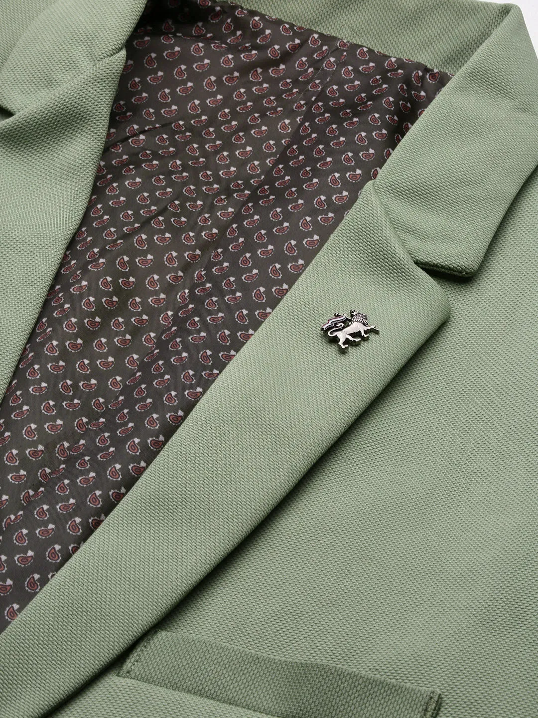 Men Green Slim Fit Single Breasted Notched Lapel Blazers