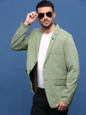 Men Green Slim Fit Single Breasted Notched Lapel Blazers