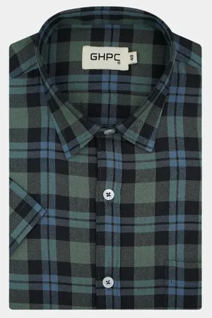 Men's 100% Cotton Tartan Checkered Half Sleeves Shirt (Multicolor)