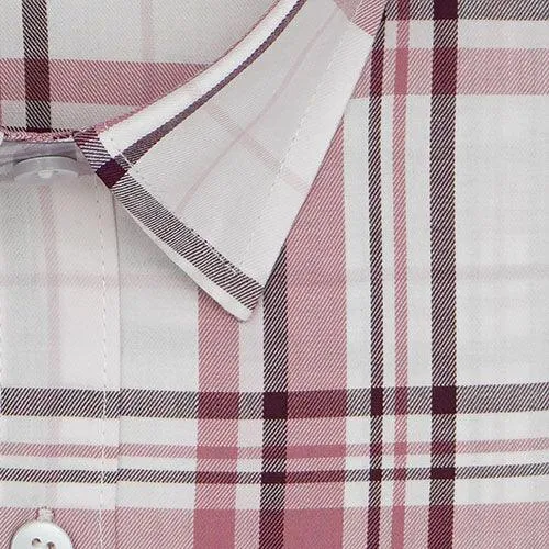 Men's 100% Cotton Tartan Checkered Half Sleeves Shirt (Peach)