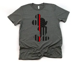 Mickey Fire Fighter Red Line Adult Unisex T shirt - Disney Trip Matching Shirts - Mickey Mouse Silhouette T Shirt
