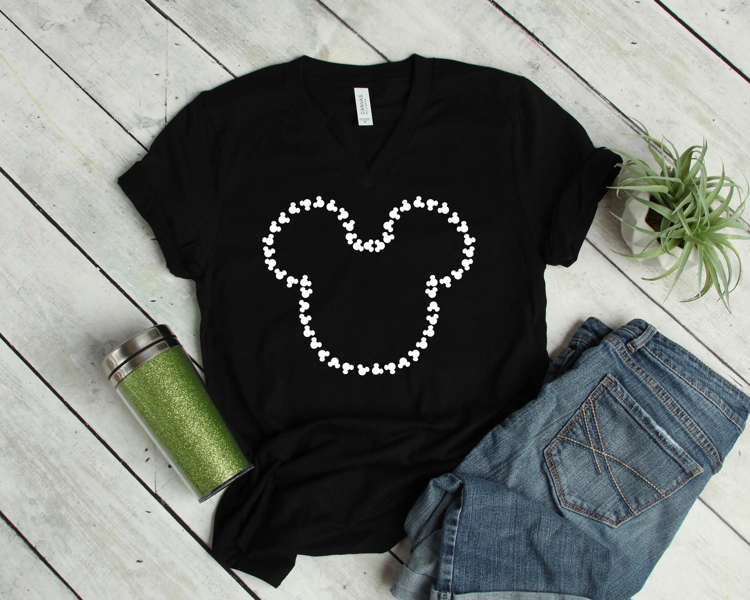 Mickey Heads Outline T Shirt- Mickey Mouse T Shirt - Mickey Mouse