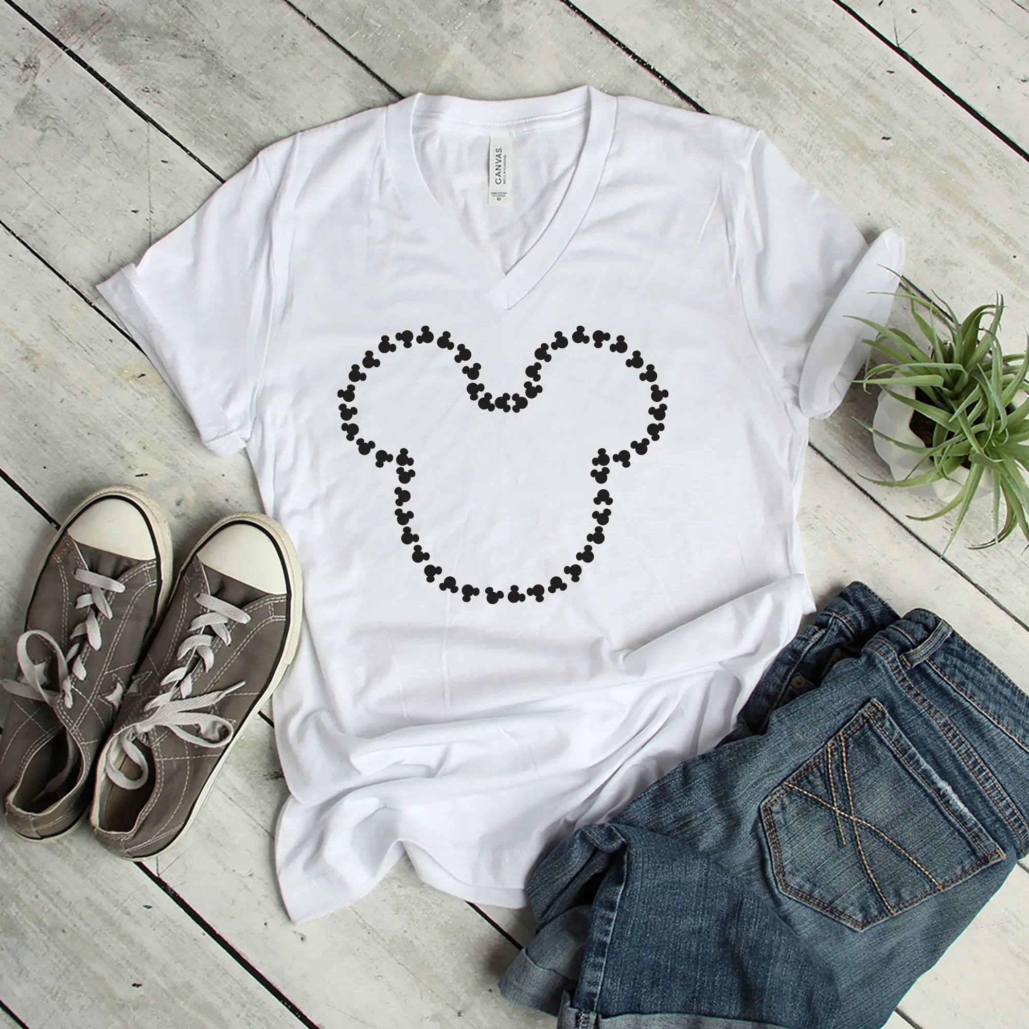 Mickey Heads Outline T Shirt- Mickey Mouse T Shirt - Mickey Mouse