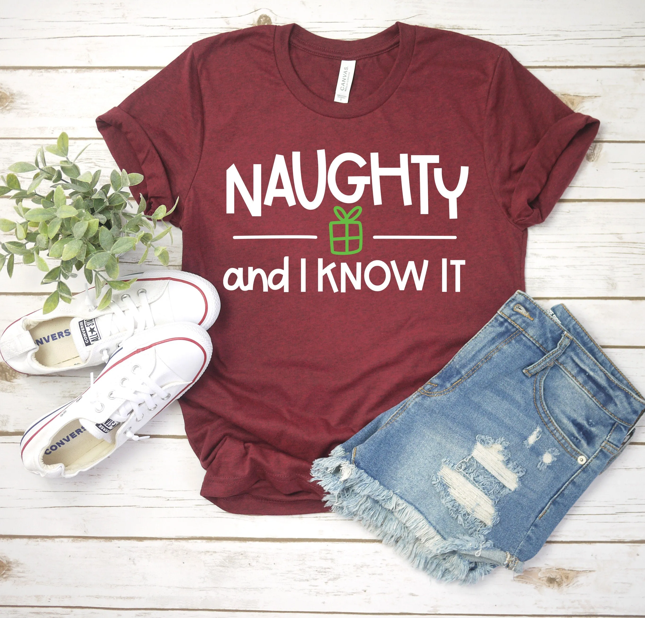 Naughty and I know it Christmas T Shirt - Funny X-Mas T Shirt - Naughty & Nice Shirt Gift
