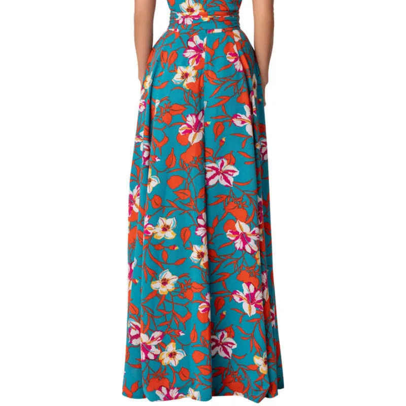 New Fashionable Sexy Girl's Printed Belted Slit Dress