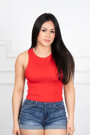 Nuvia - Red Sleeveless Cropped Blouse