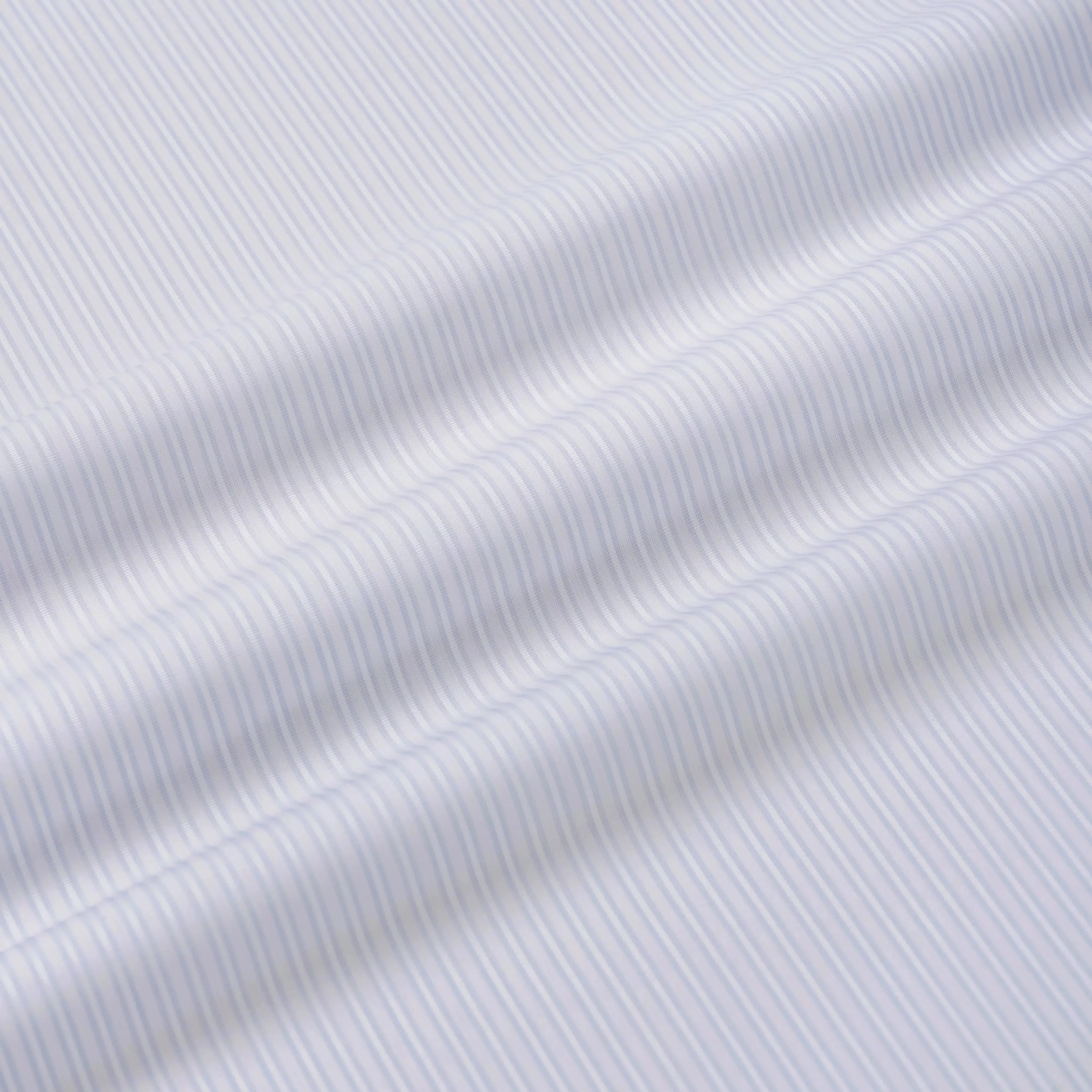 Pale Blue & White Tailored Fit Dobby Satin Stripe Dress Shirt