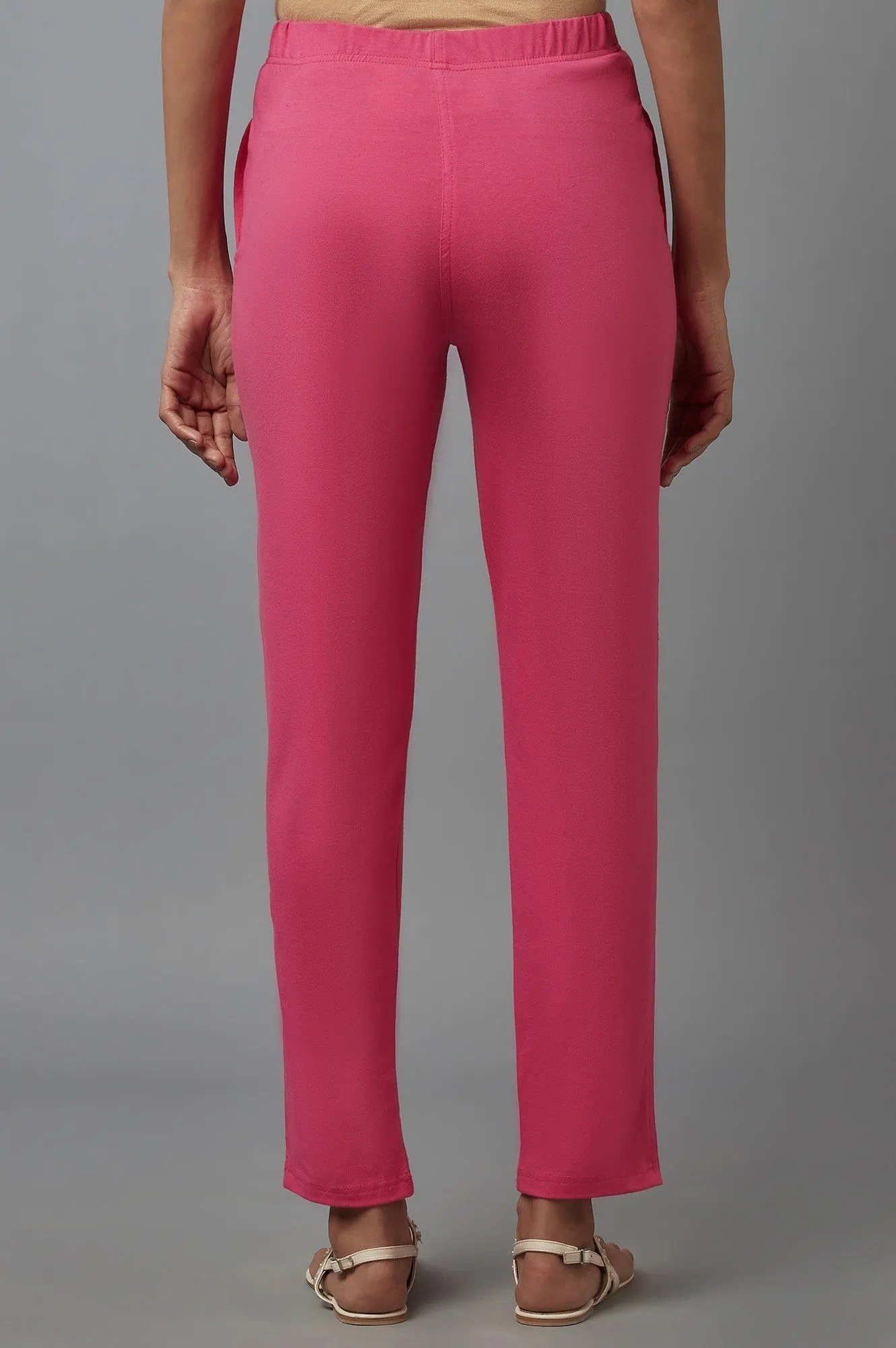 Pink Cotton Lycra Jersy Pants