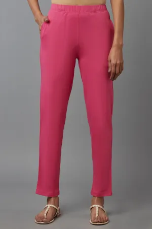 Pink Cotton Lycra Jersy Pants