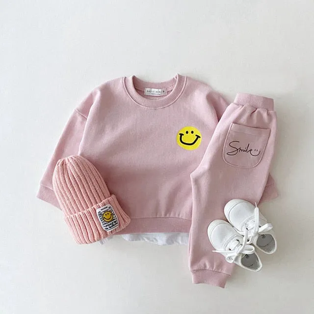 Plush - Fleece Shirt & Trouser - Smiley in Pink