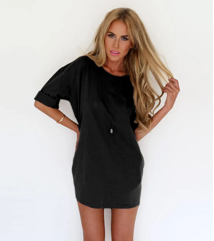 Popular Trendy Casual Round-Neck Loose Chiffon Women Pencil Dress