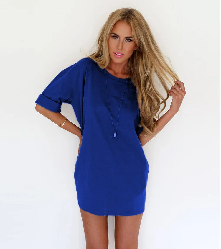 Popular Trendy Casual Round-Neck Loose Chiffon Women Pencil Dress