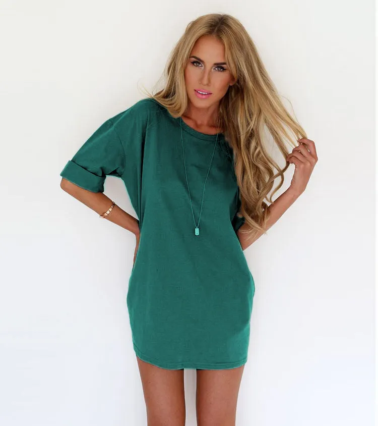 Popular Trendy Casual Round-Neck Loose Chiffon Women Pencil Dress