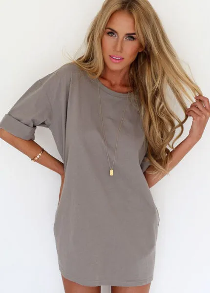 Popular Trendy Casual Round-Neck Loose Chiffon Women Pencil Dress