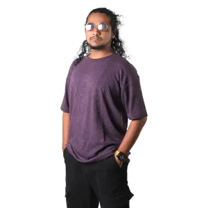 Purple Rose Embossed Drop Shoulder T-Shirt