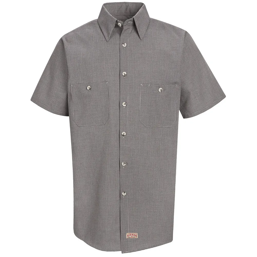 Red Kap Men's Micro-Check Uniform Shirt SP20 - Khaki / Black Check