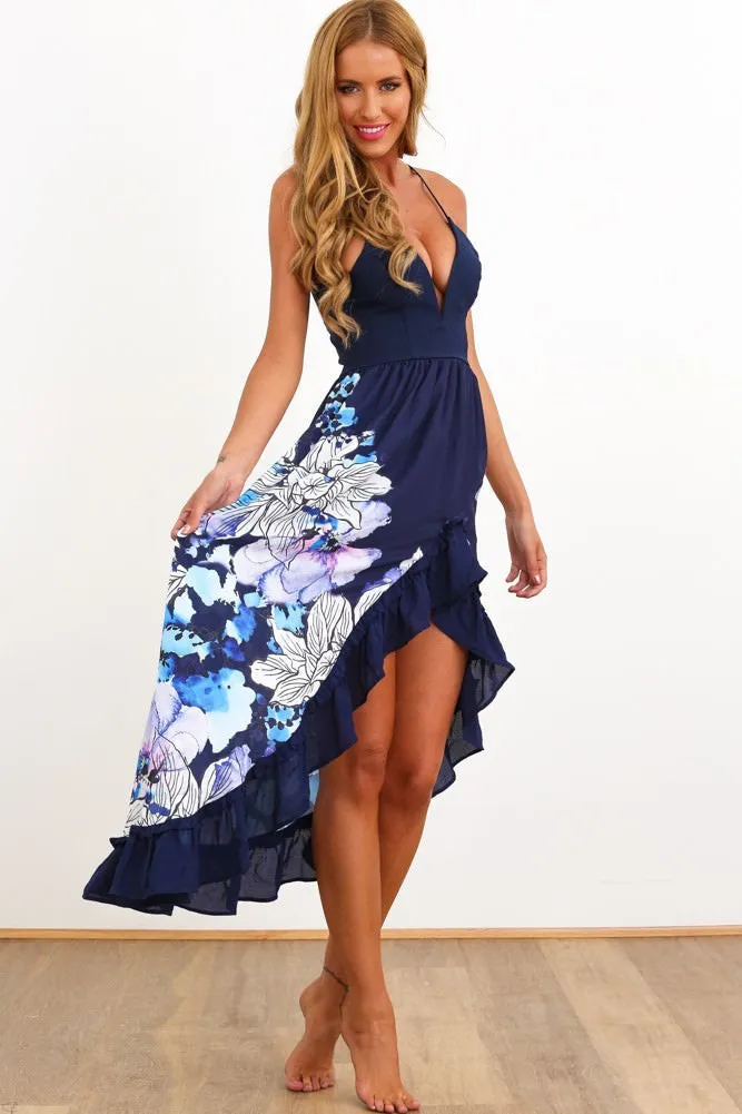 Sexy Loose  Irregular printed Beach Dress