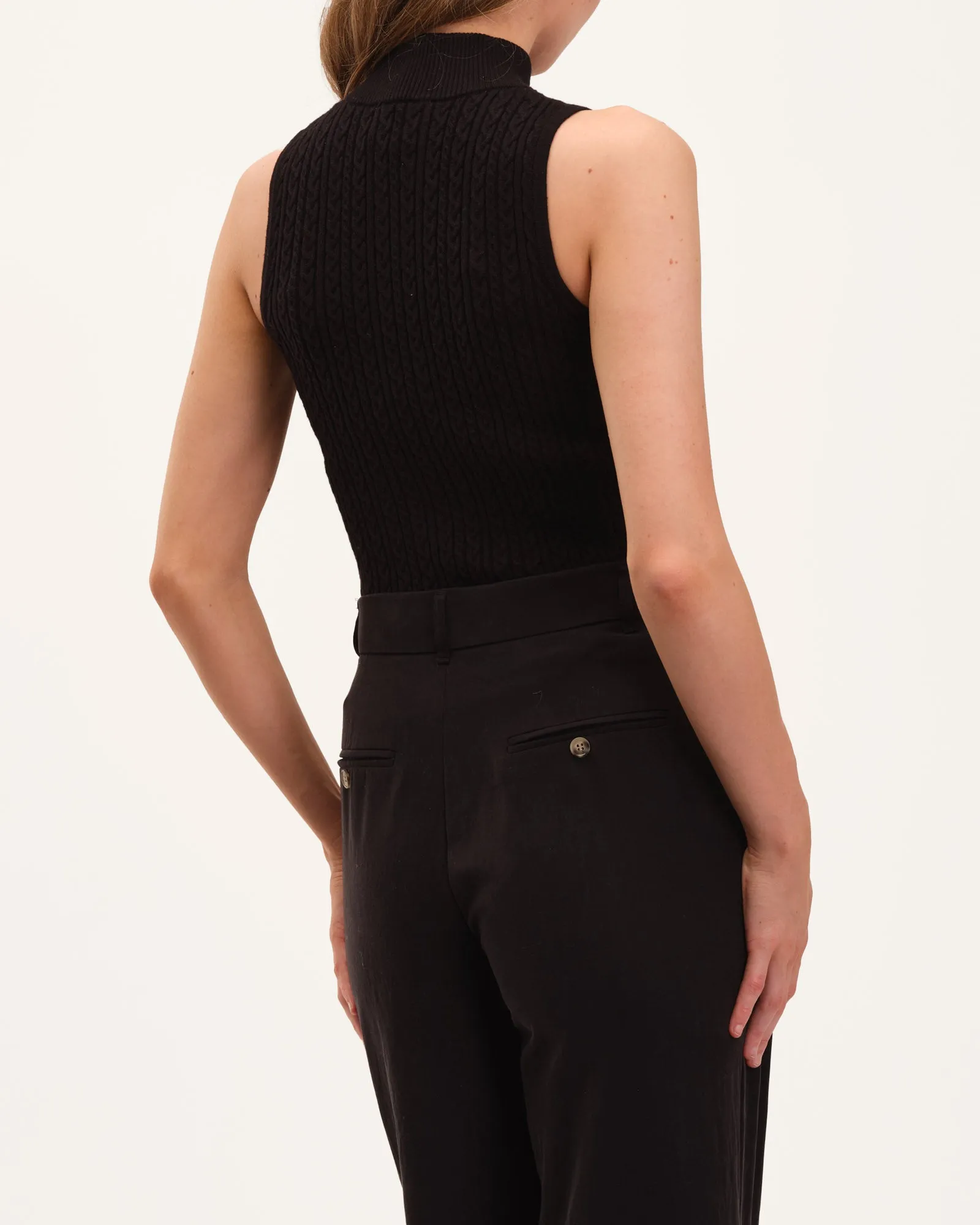 Sleeveless Half-Zip Mock Neck Sweater