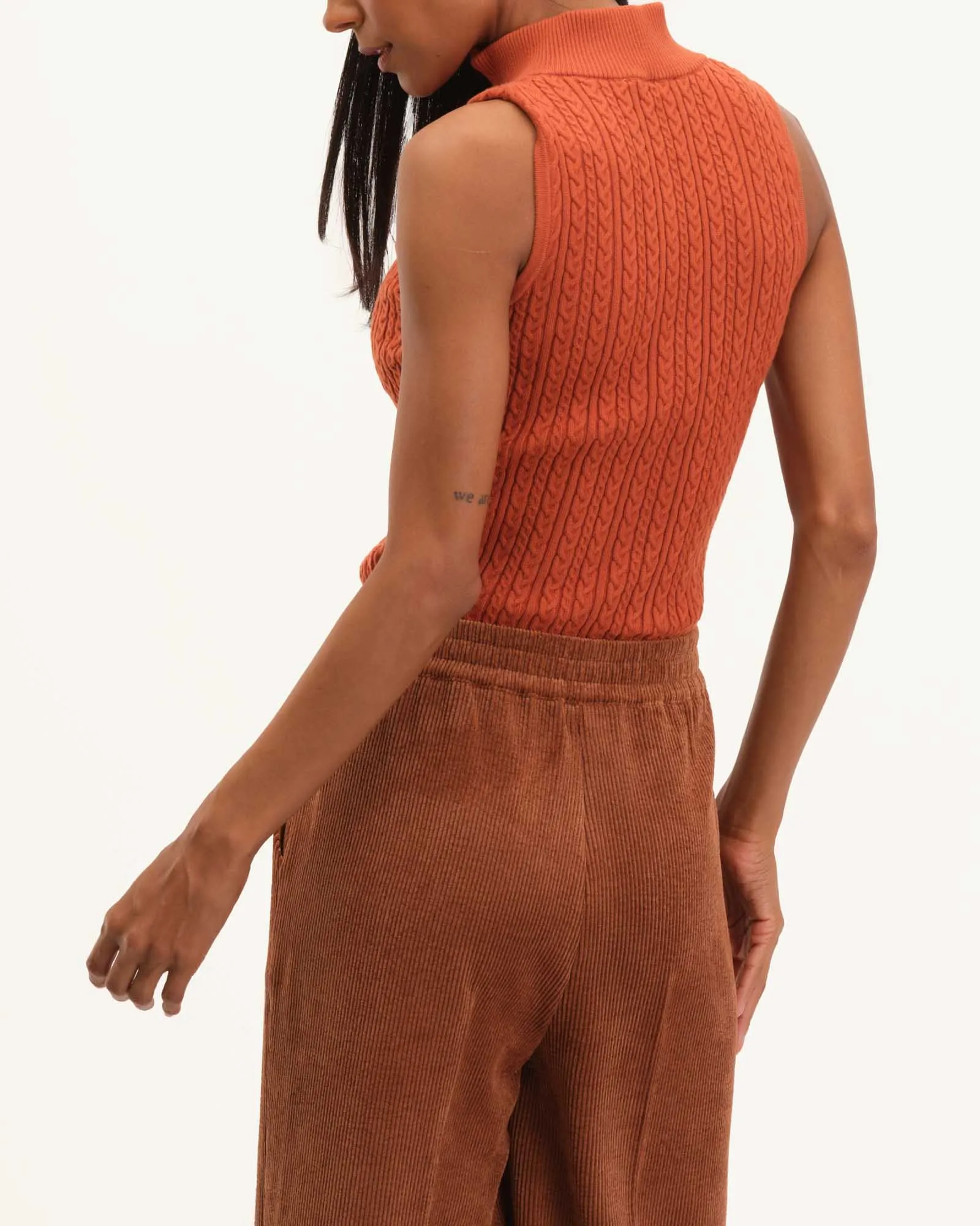 Sleeveless Half-Zip Mock Neck Sweater