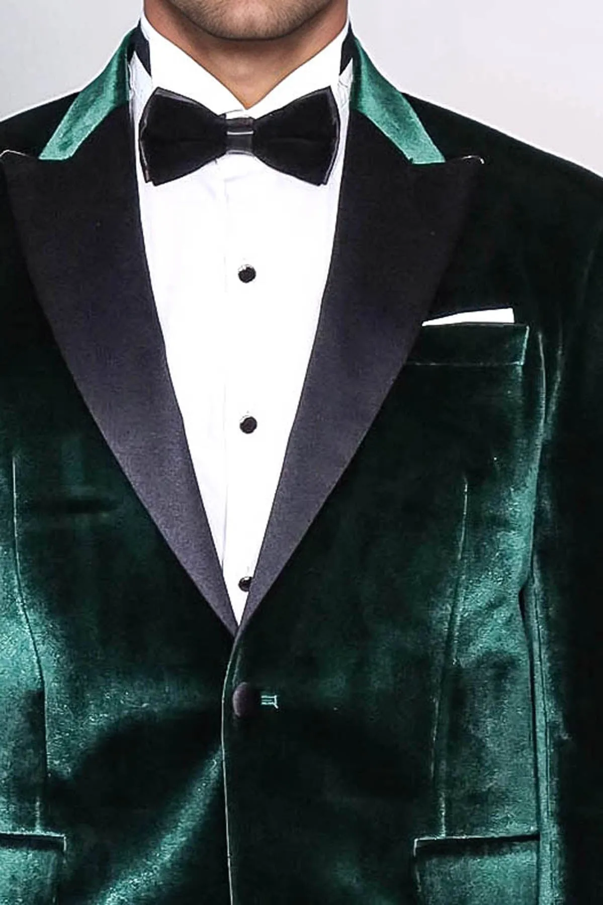 Slim Fit Peak Lapel Velvet Dark Green Men Tuxedo Jacket - Wessi