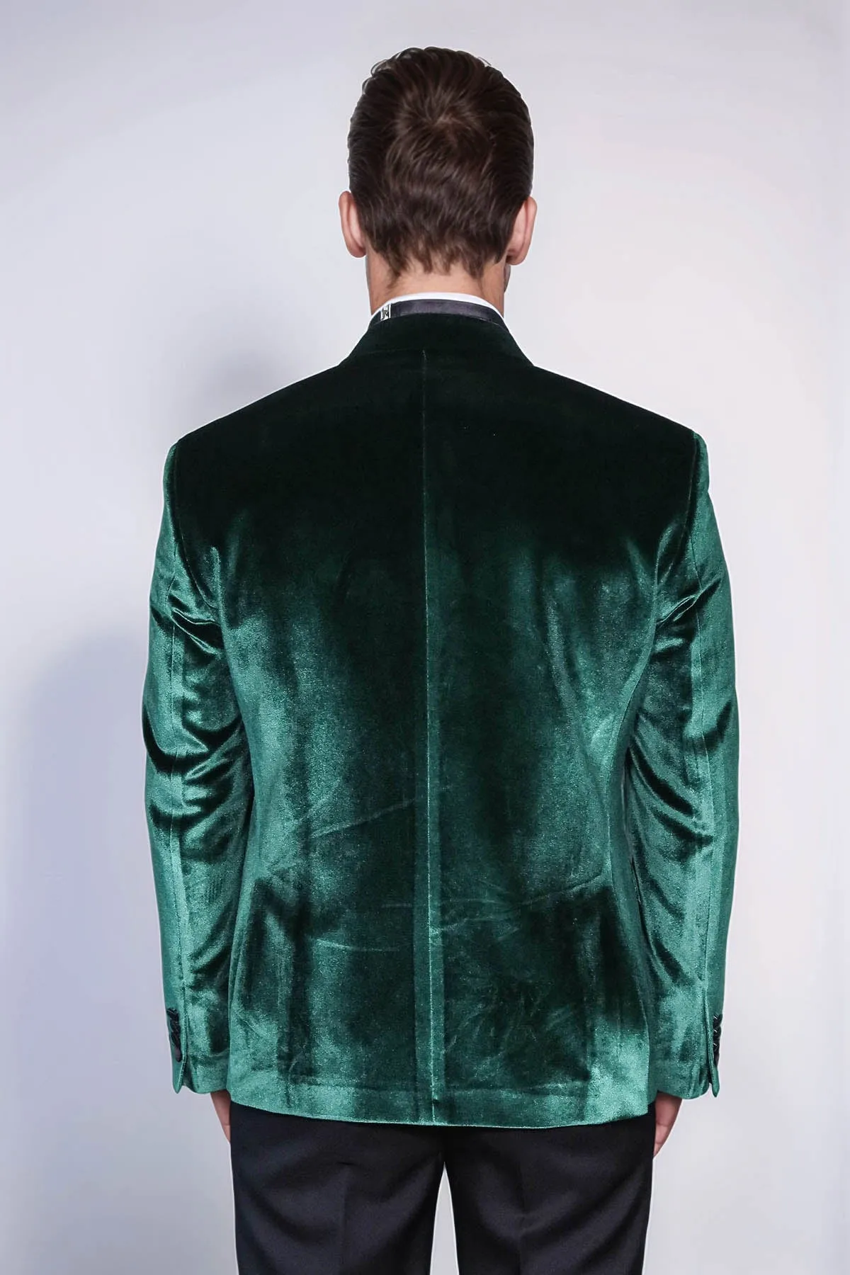 Slim Fit Peak Lapel Velvet Dark Green Men Tuxedo Jacket - Wessi