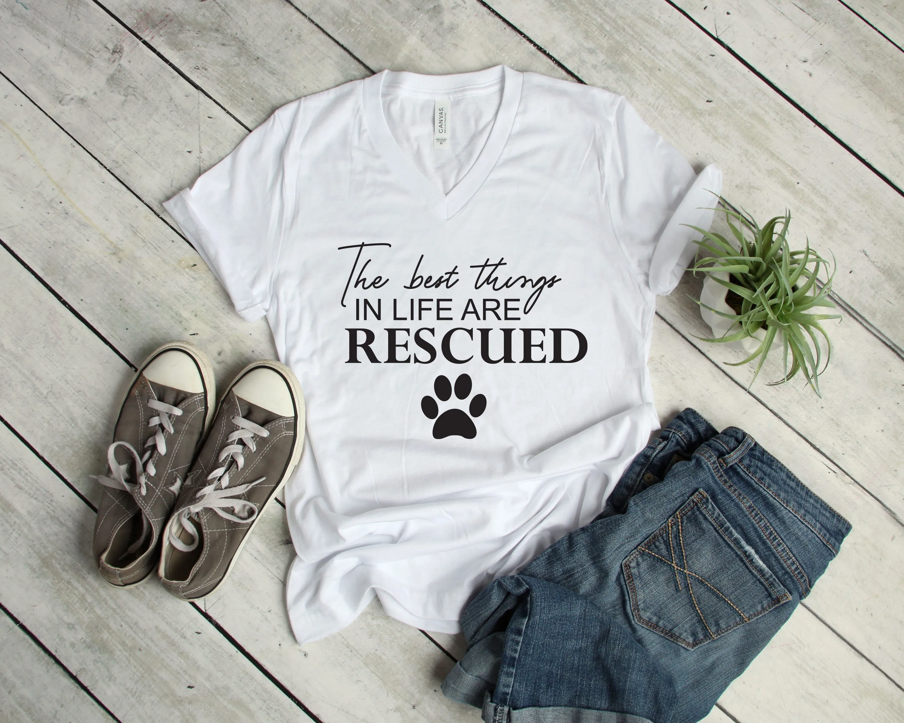 The Best Things in Life are Rescued T Shirt - Dog Mom Statement Shirt - Pet Rescue - Dog Rescue Shirt - Dog Lover T Shirt - Dog Paw Shirt