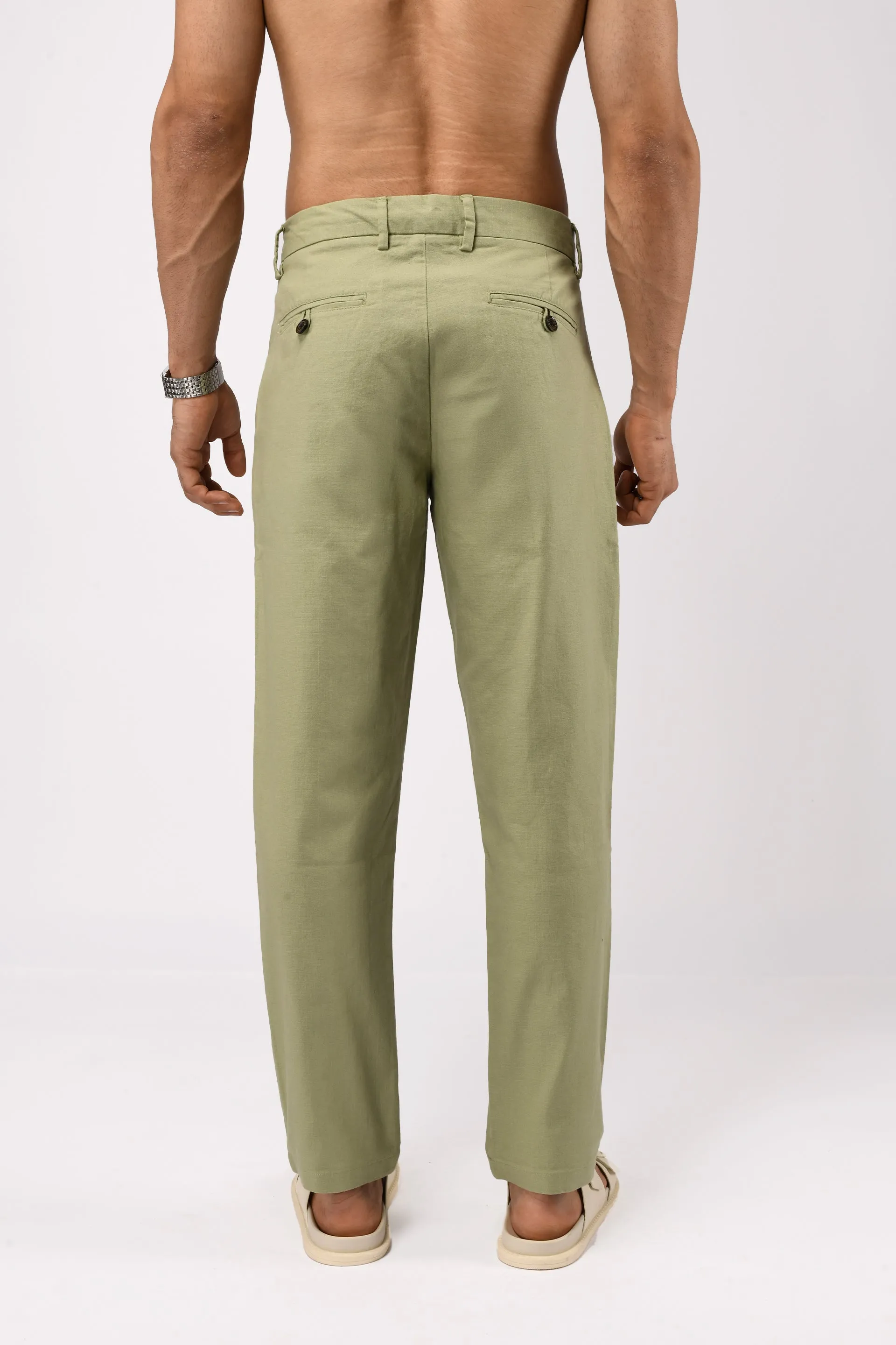 TIMELESS COTTON CHINOS- LINEN FEELS IN PISTACHIO
